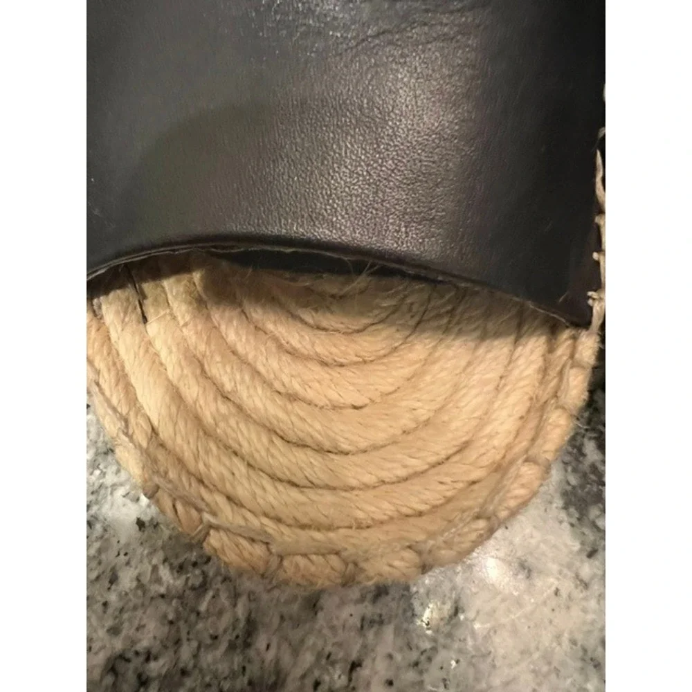 Vince Camuto Espadrille Wedge Sandals Womens Black Leather Ankle Strap Size 10
